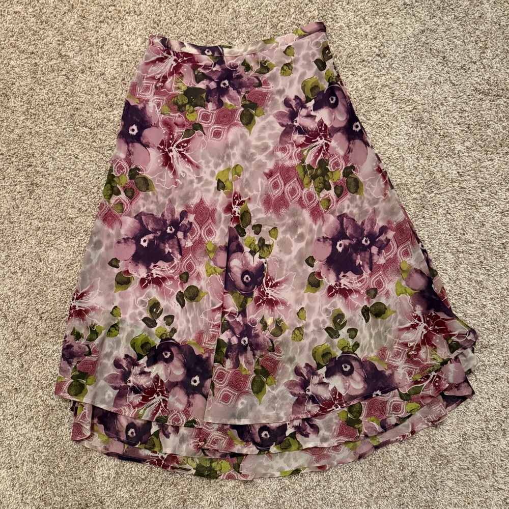 Koret Floral Midi Skirt - Purple and Green
